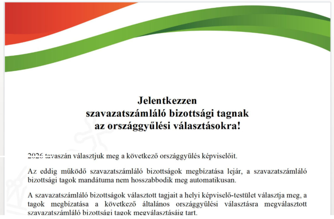 Jelentkezzen szavazatszámláló bizottsági tagnak az országgyűlési választásokra!